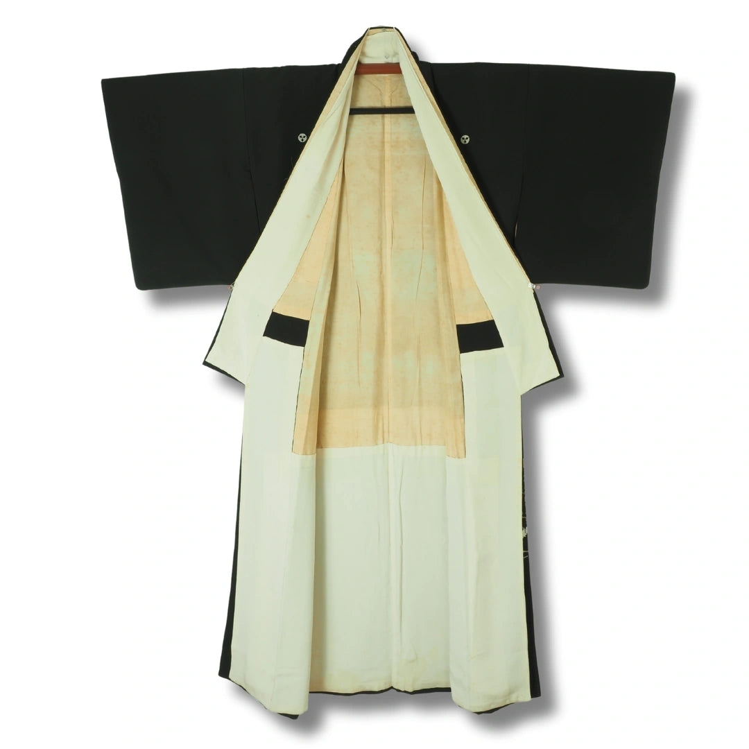 Vintage Damen Kuro-Tomesode – Schwarzer Kimono