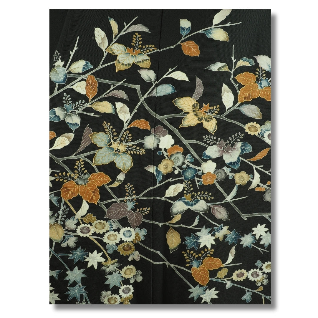 Vintage Damen Kuro-Tomesode – Schwarzer Kimono