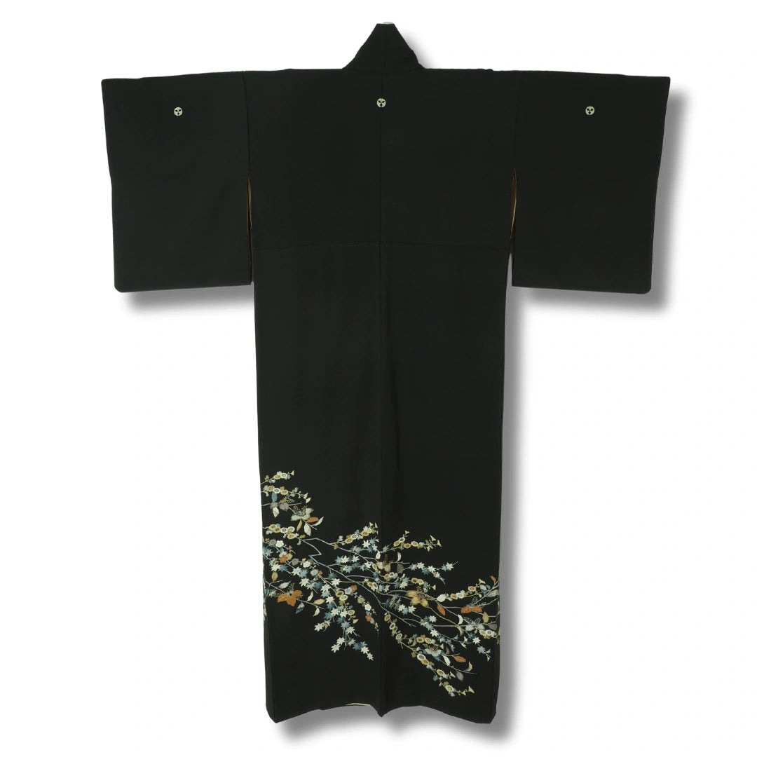 Vintage Damen Kuro-Tomesode – Schwarzer Kimono