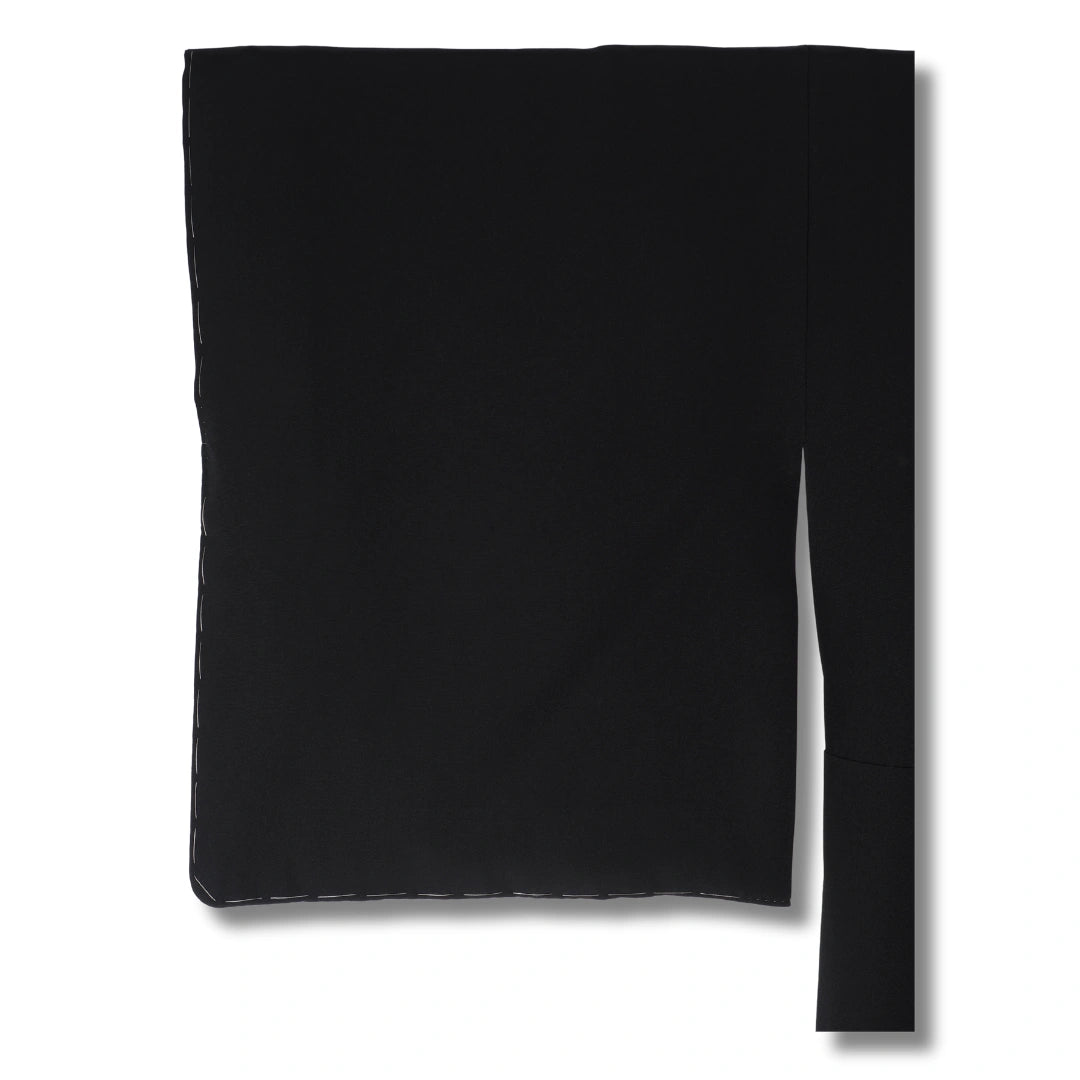Vintage Mofuku Damen Kimono in Schwarz mit 5 weißen Kamon