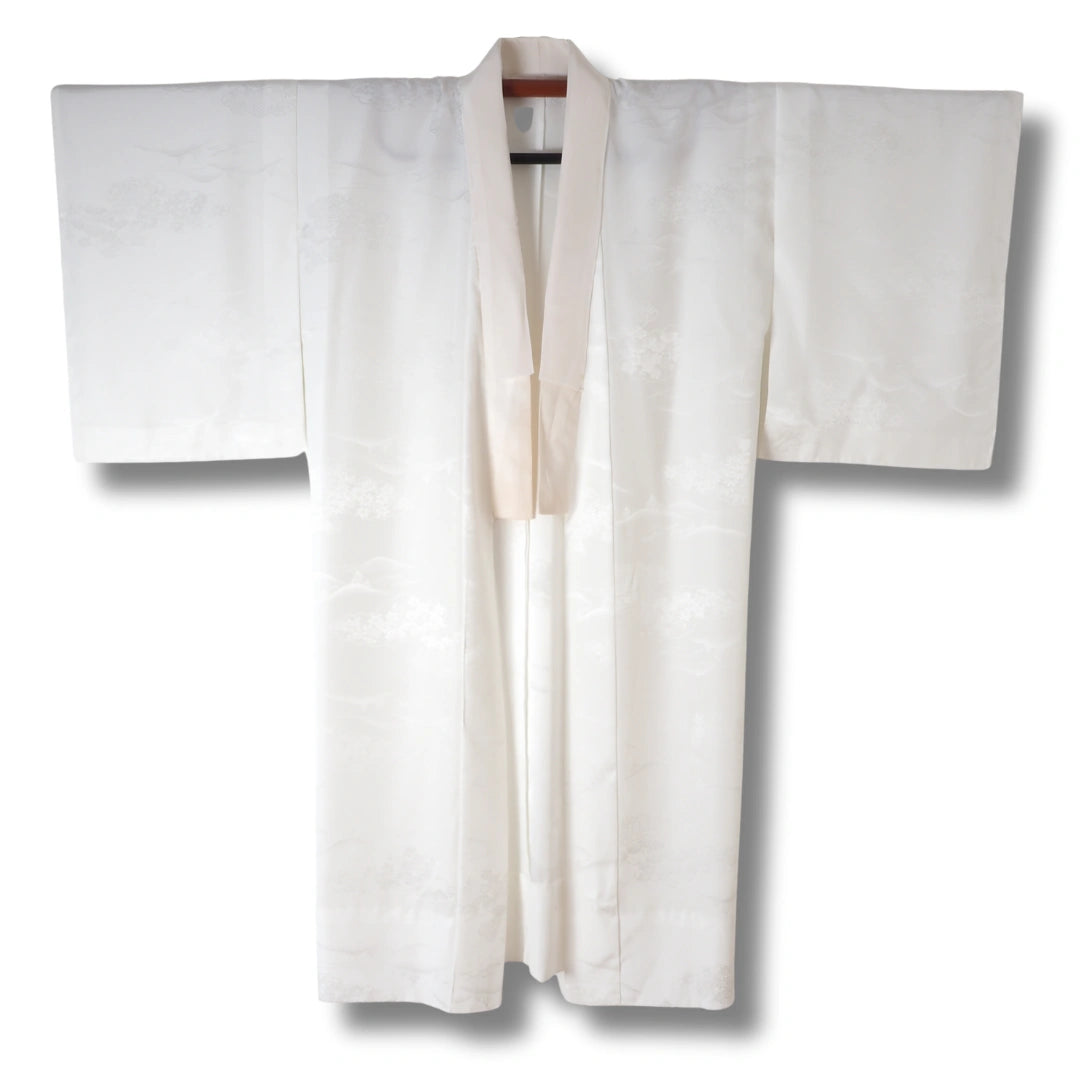 Vintage Damen Naga-Juban – Weiß mit Blumen
