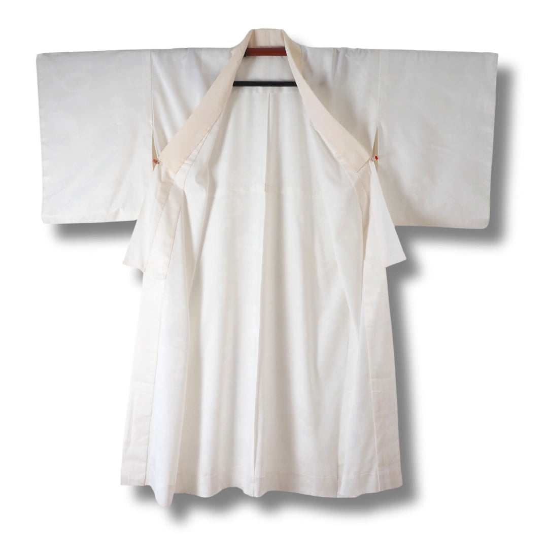 Vintage Damen Naga-Juban Weiß mit feinem Muster (Blumen / Blätter)