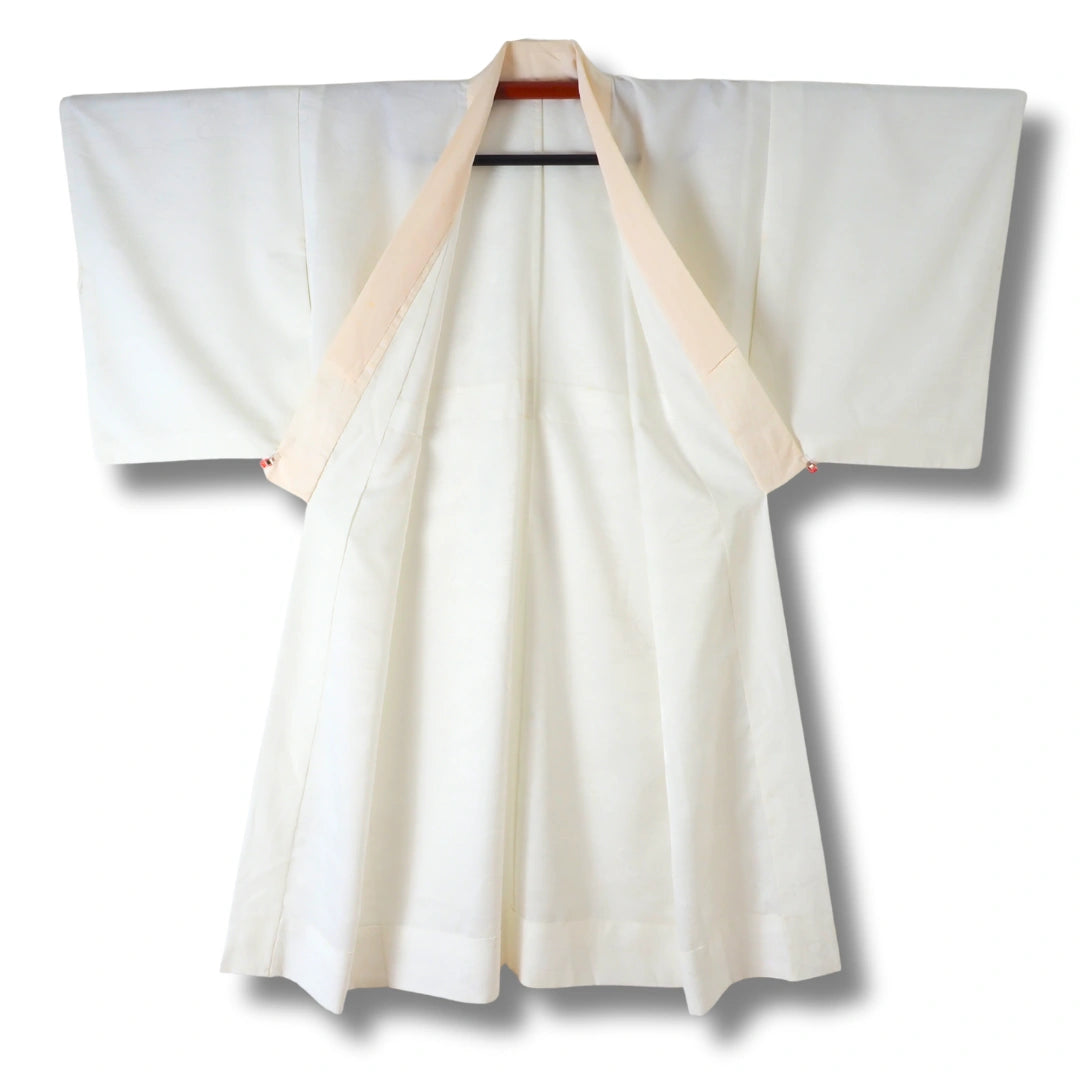 Vintage Damen Naga Juban cremeweiß mit Blumen