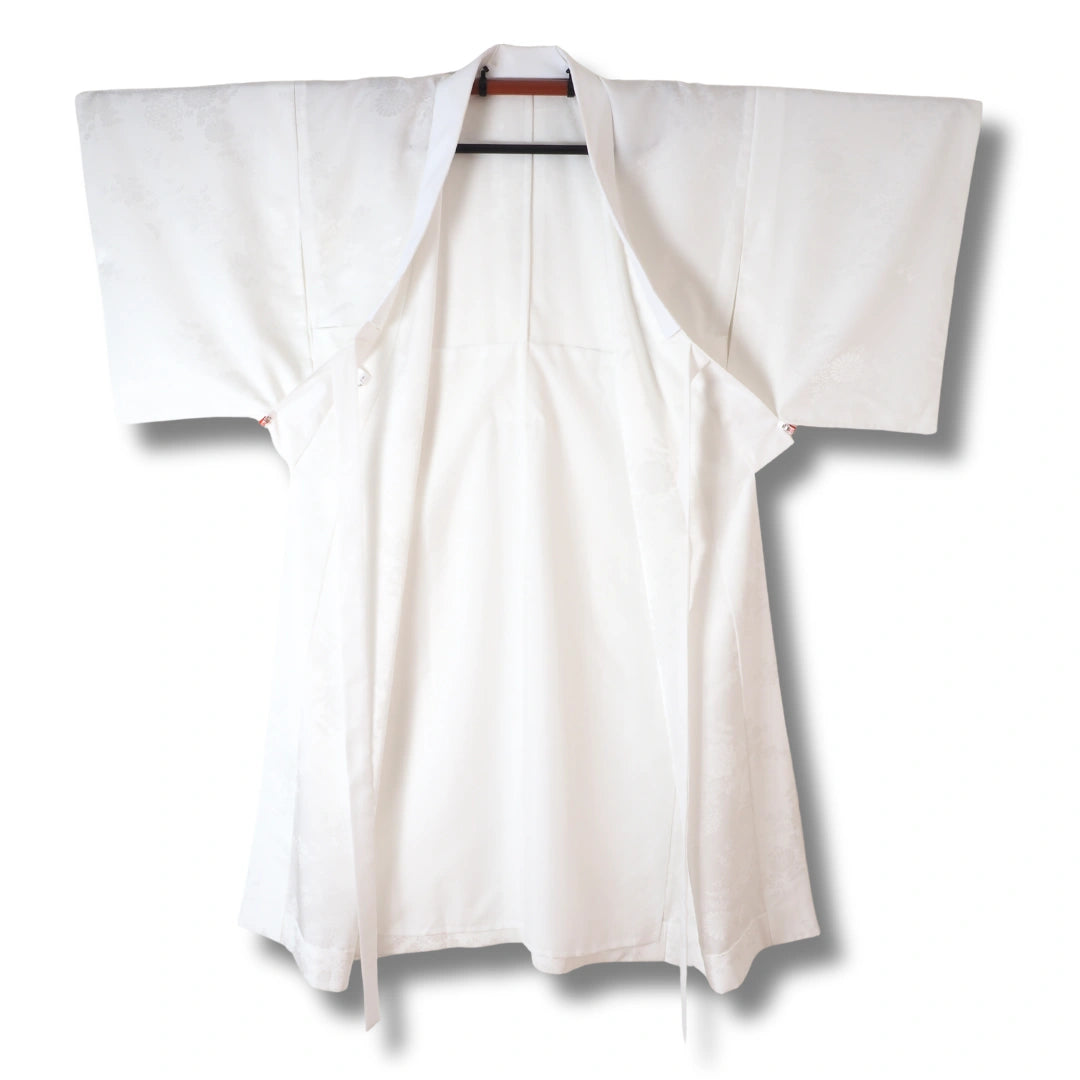 Vintage Damen Naga-Juban weiß mit Blumen