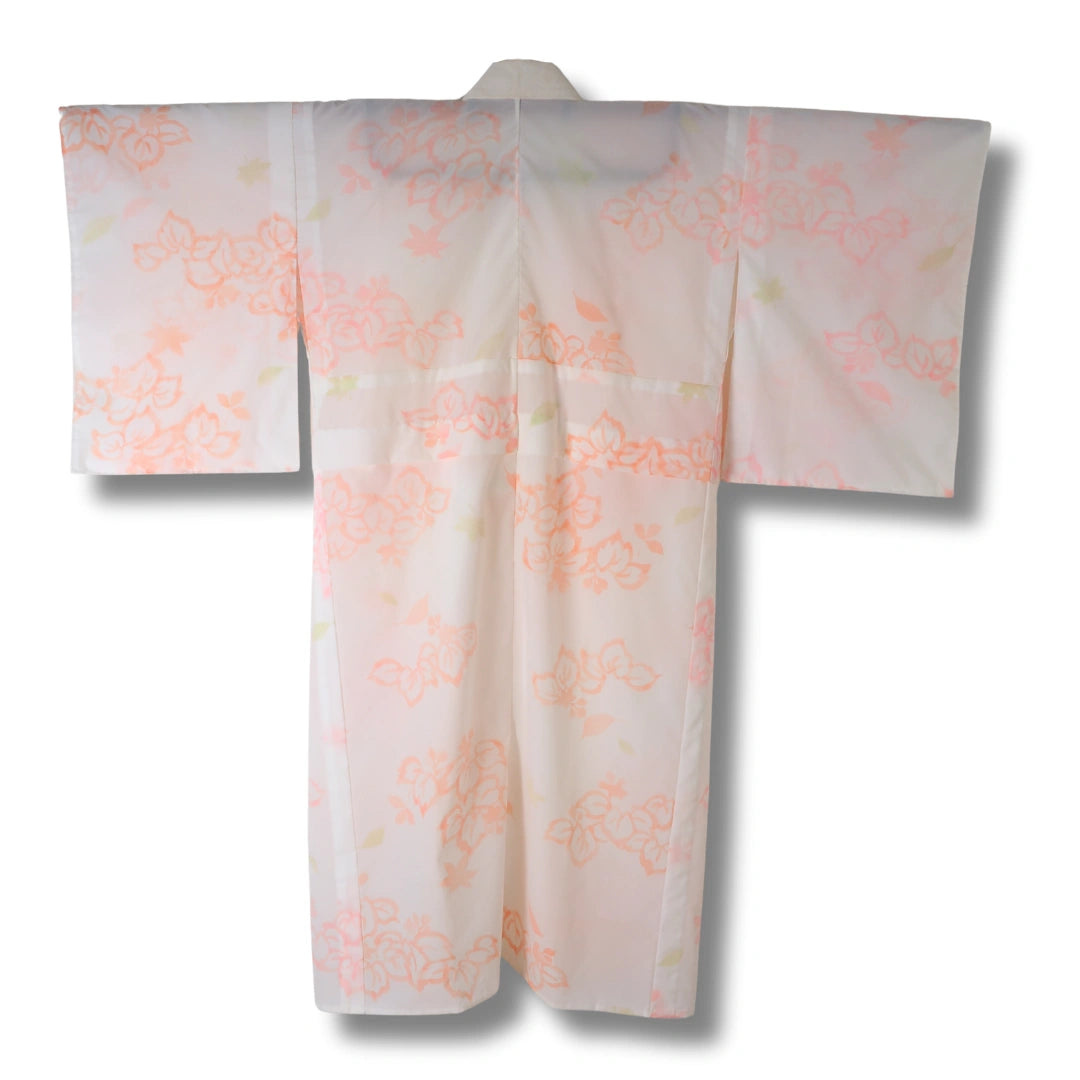 Vintage Damen Naga-Juban weiß mit rosa Blättern