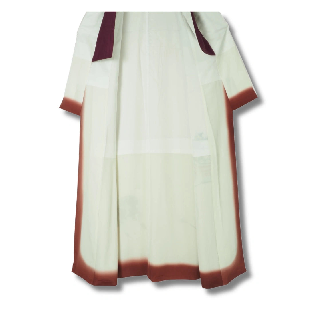 Vintage Tsukesage Kimono – Zartrosa mit Samurai-Rüstung