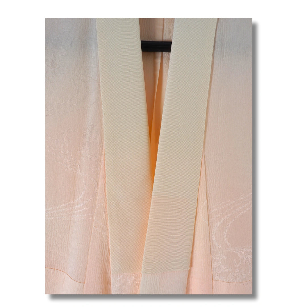 Vintage Damen Naga Juban pfirsich/creme mit Blumen