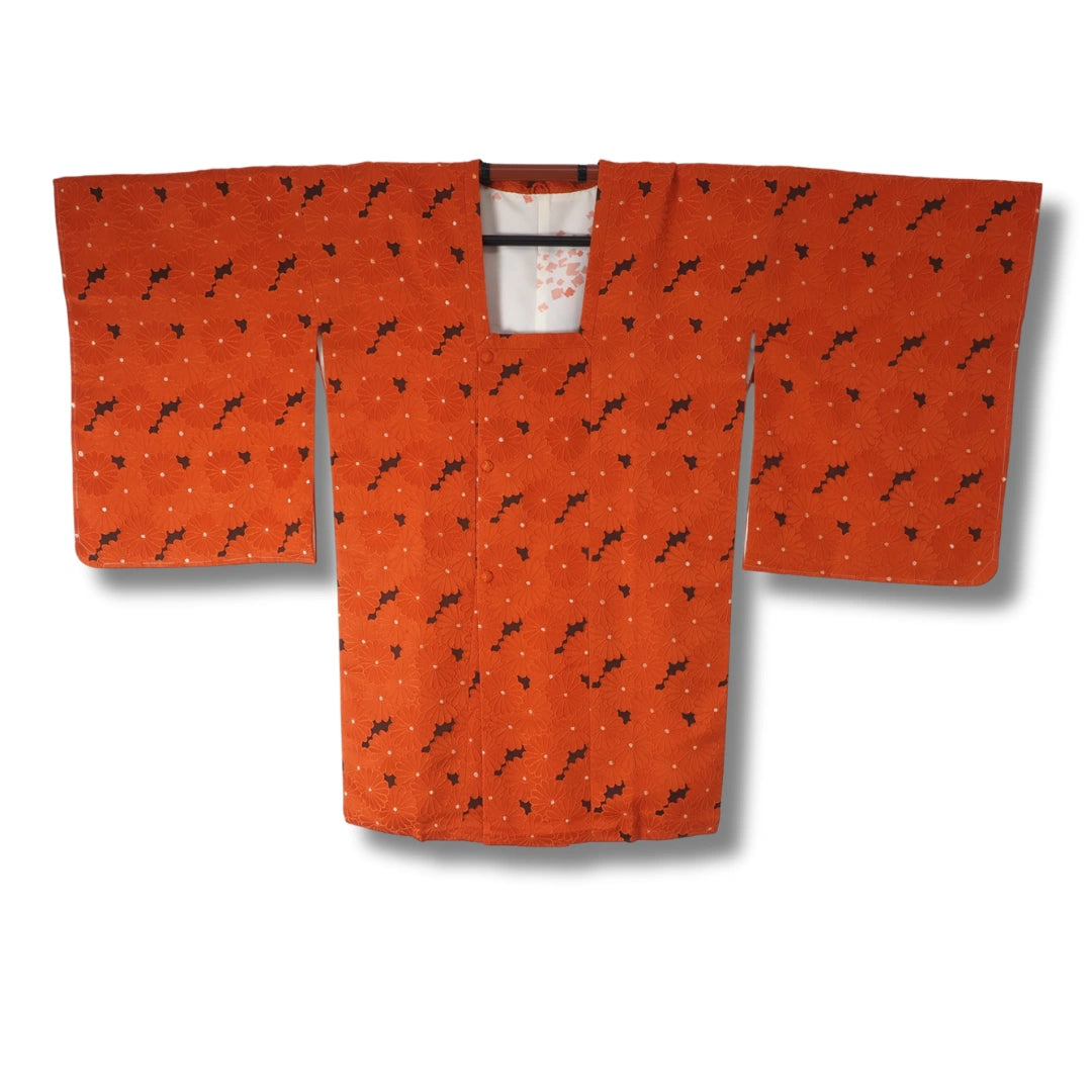 Vintage Damen Michiyuki Orange mit Chrysanthemen