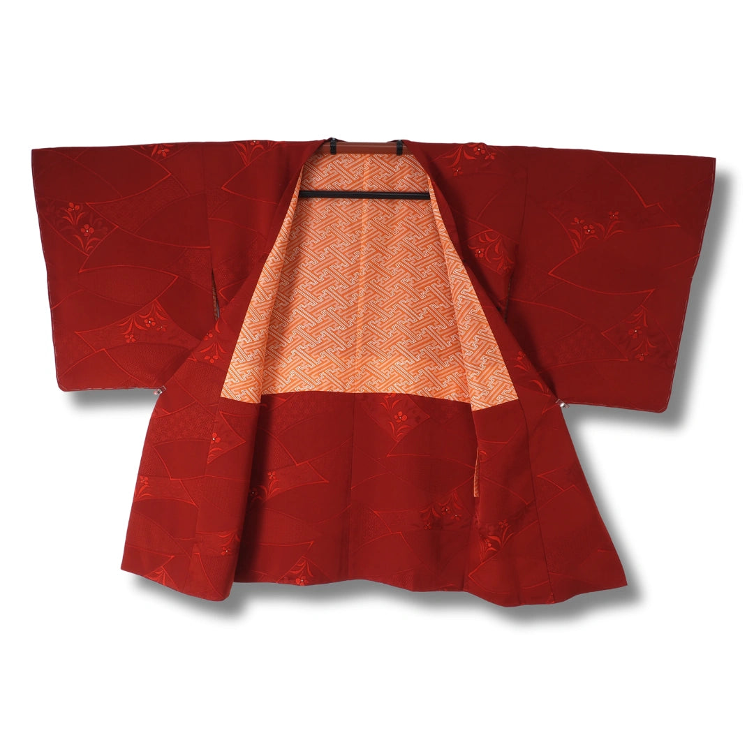 Vintage Damen Michiyuki rotbraun mit Blumenmuster