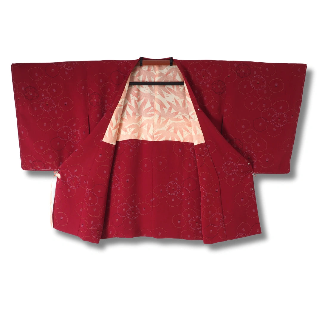 Vintage Damen Michiyuki Rot mit Blumenmuster