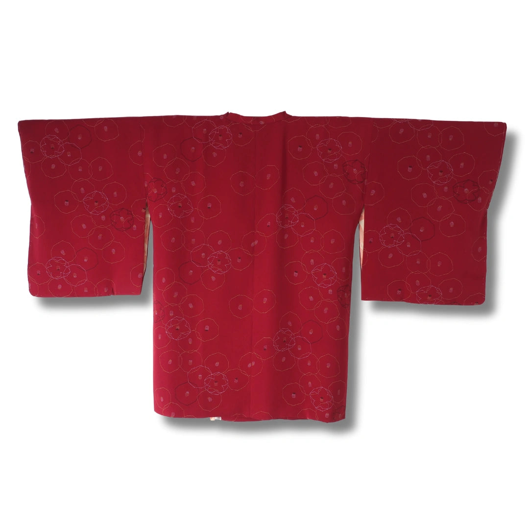 Vintage Damen Michiyuki Rot mit Blumenmuster