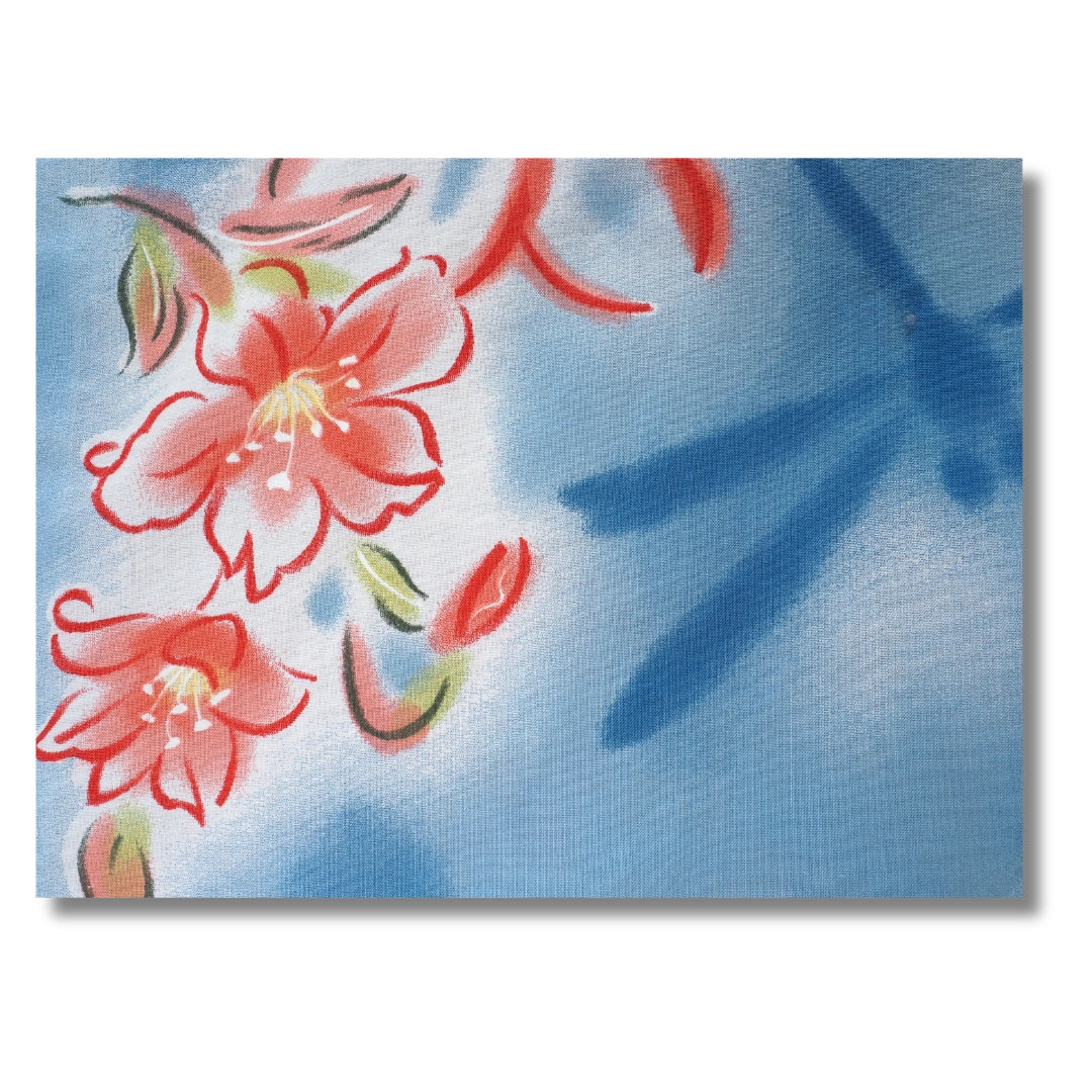 Detail des Blumenmusters auf Yukata