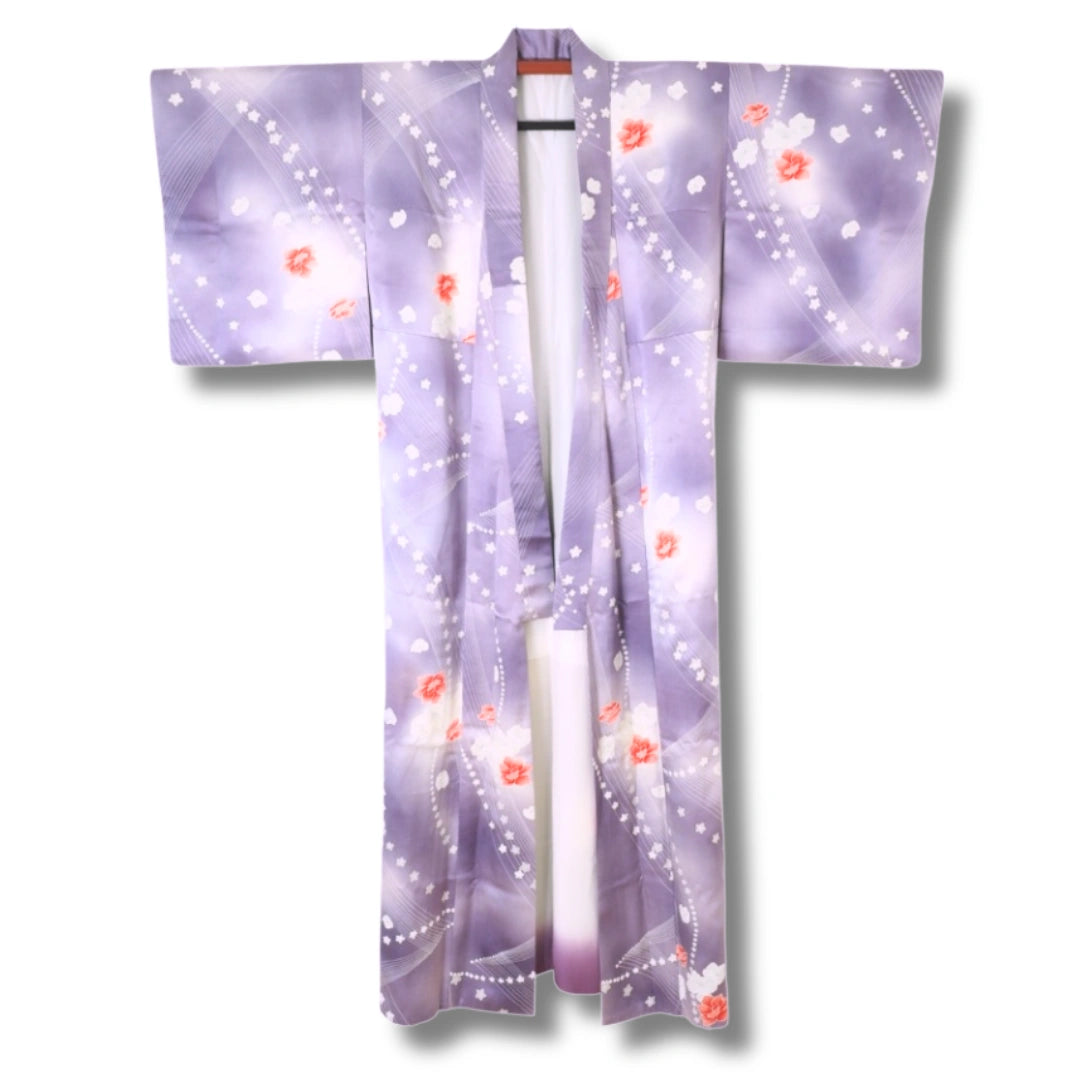 Vintage Damen Kimono helllila mit Blüten