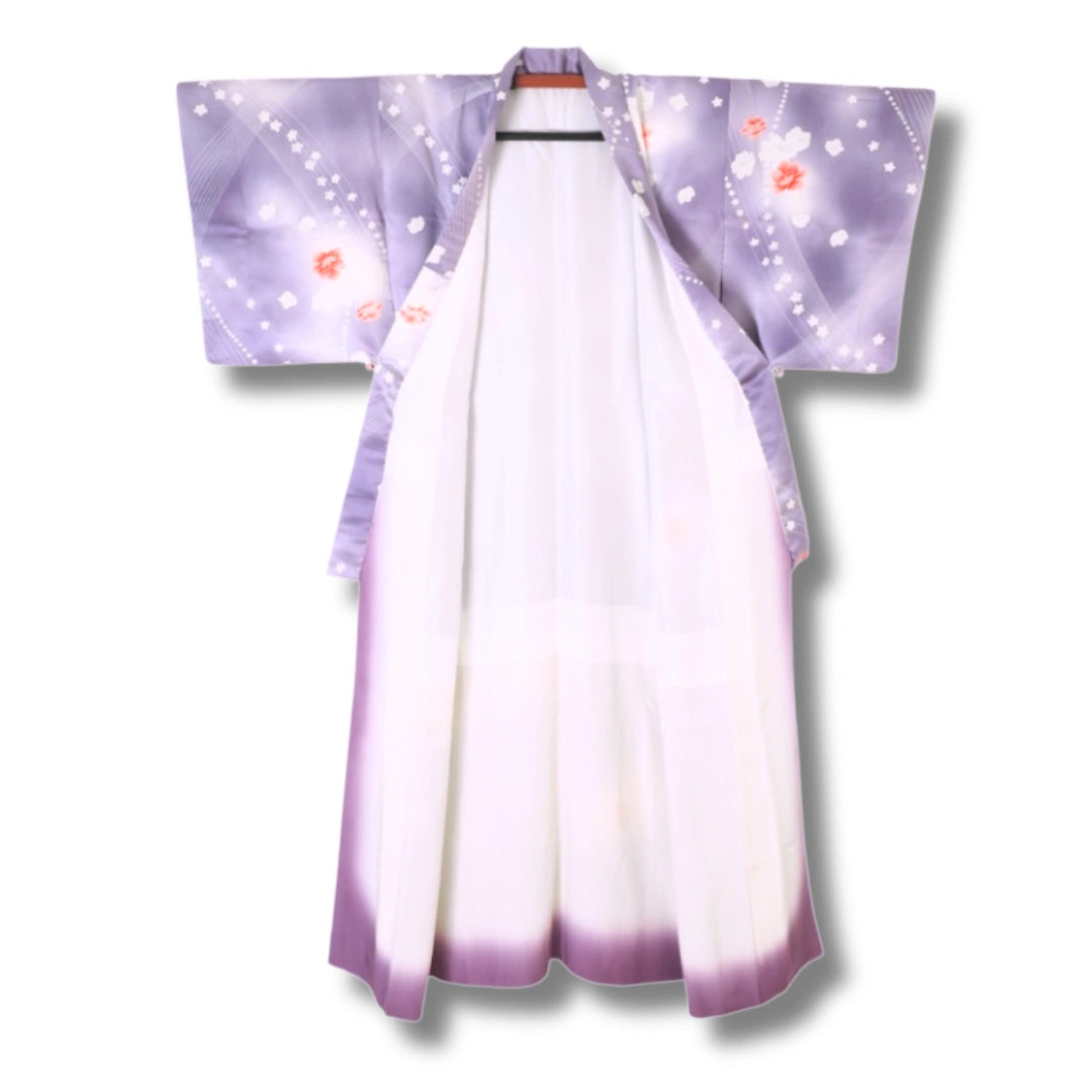 Vintage Damen Kimono helllila mit Blüten