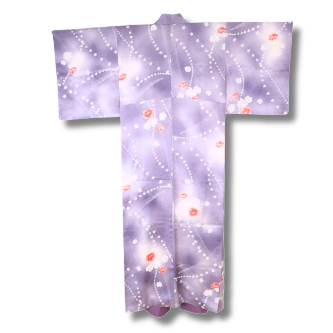 Vintage Damen Kimono helllila mit Blüten