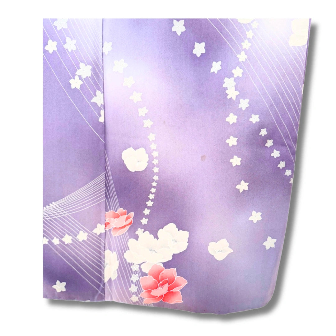 Vintage Damen Kimono helllila mit Blüten