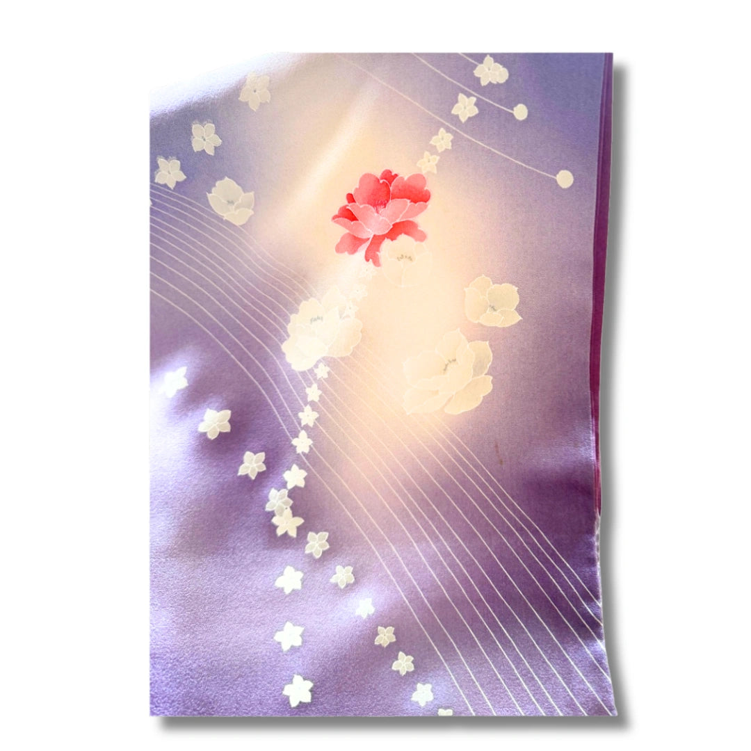 Vintage Damen Kimono helllila mit Blüten