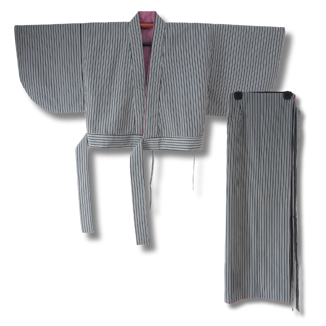 Vintage Ensemble Damen (Haori & Wickelrock) gestreift