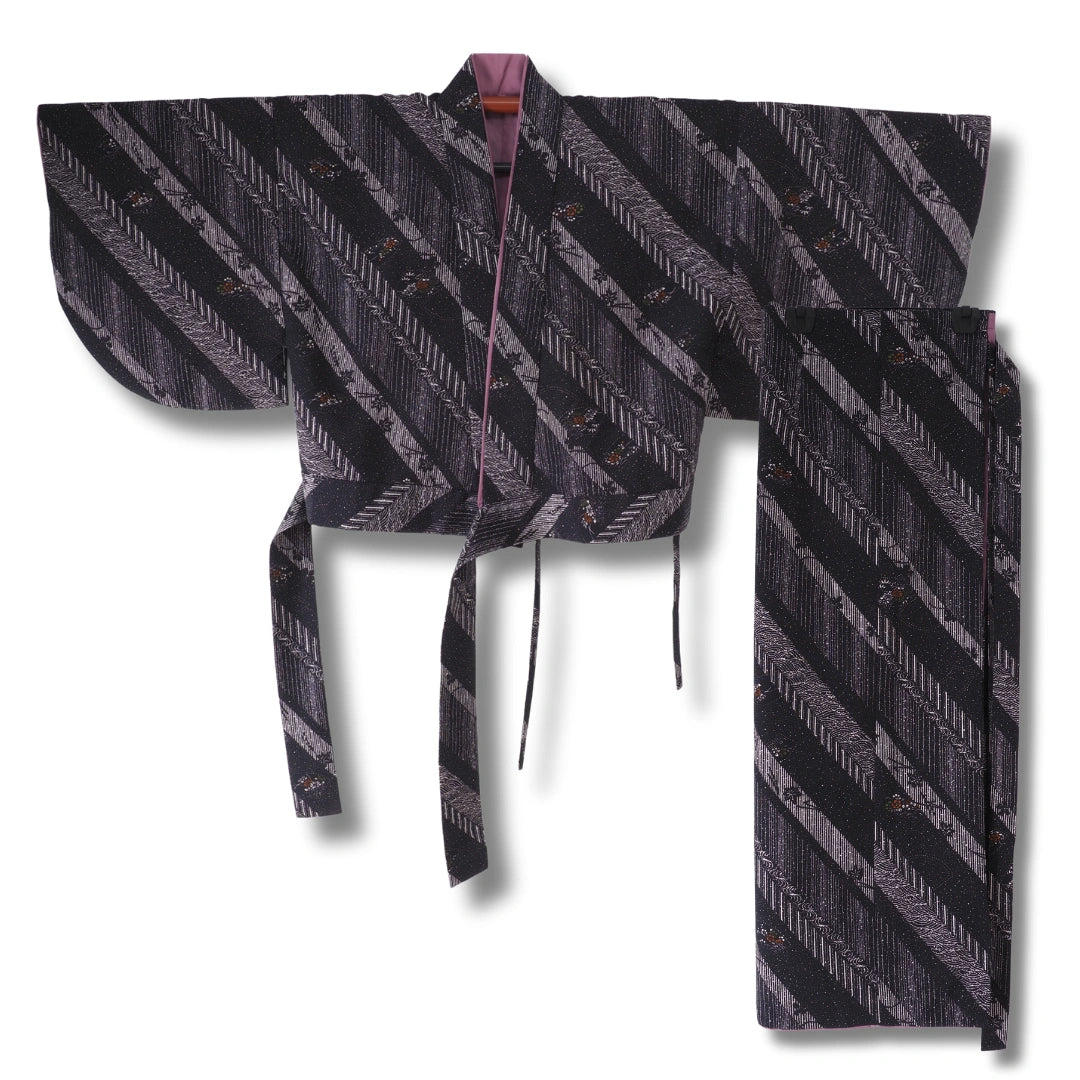 Vintage Ensemble Damen Haori & Wickelrock Lila