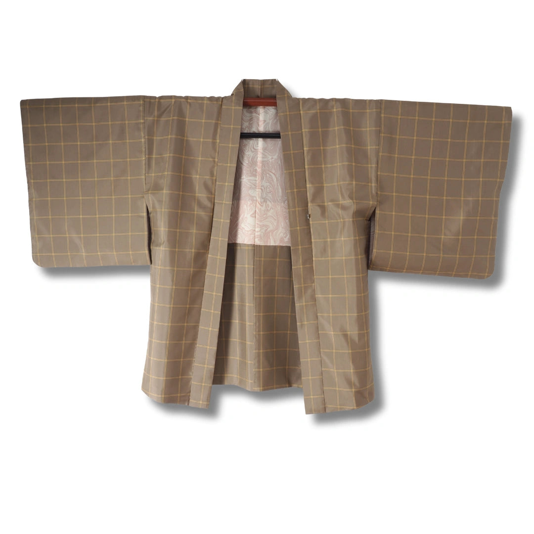 Vintage Damen Ensemble – Kimono & Haori im Karo-Muster