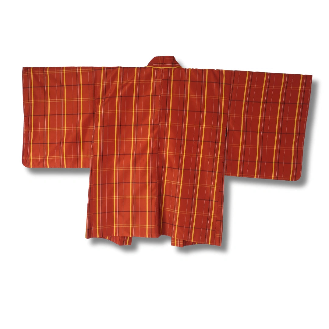 Vintage Damen Ensemble (Kimono & Haori) in Rotbraun + Haori Himo