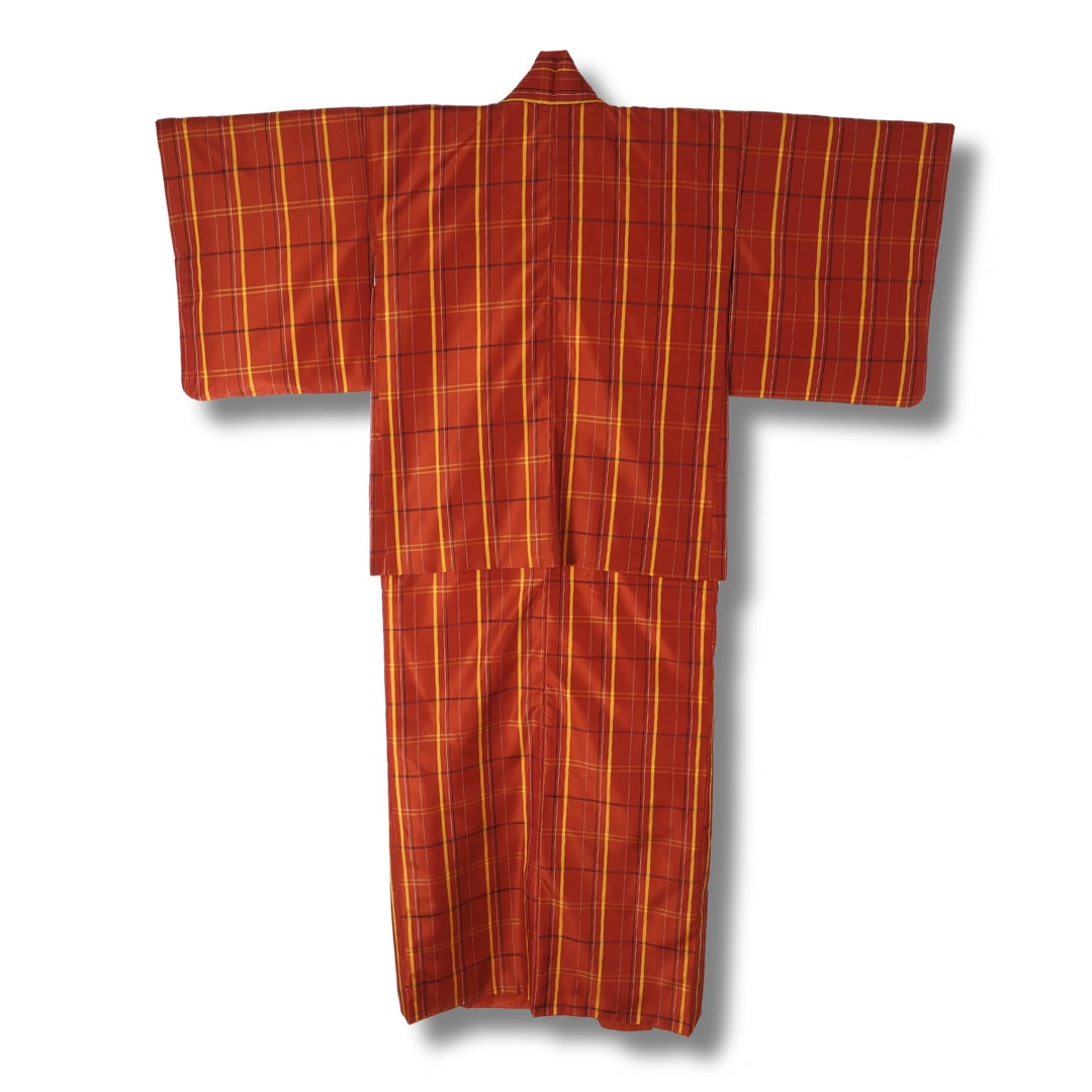 Vintage Damen Ensemble (Kimono & Haori) in Rotbraun + Haori Himo