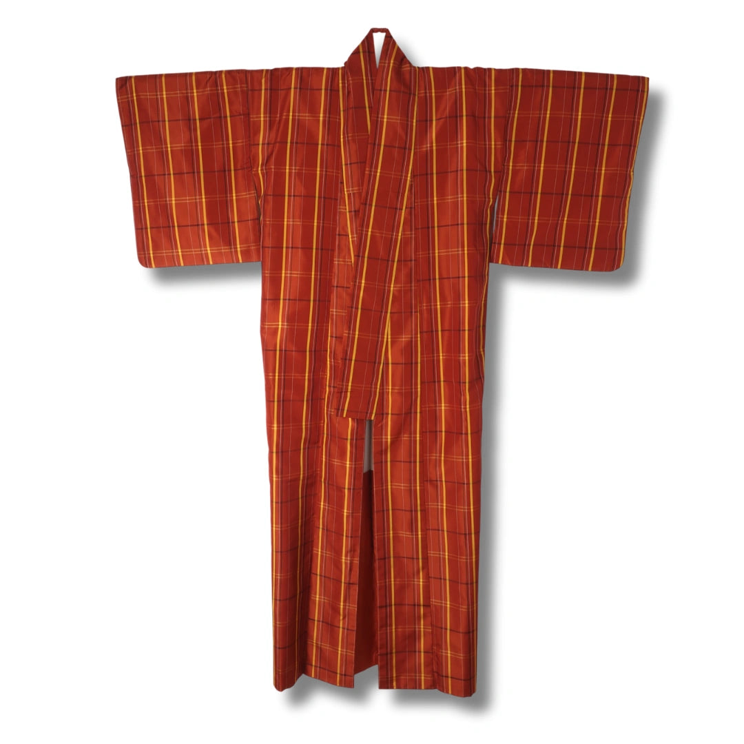 Vintage Damen Ensemble (Kimono & Haori) in Rotbraun + Haori Himo