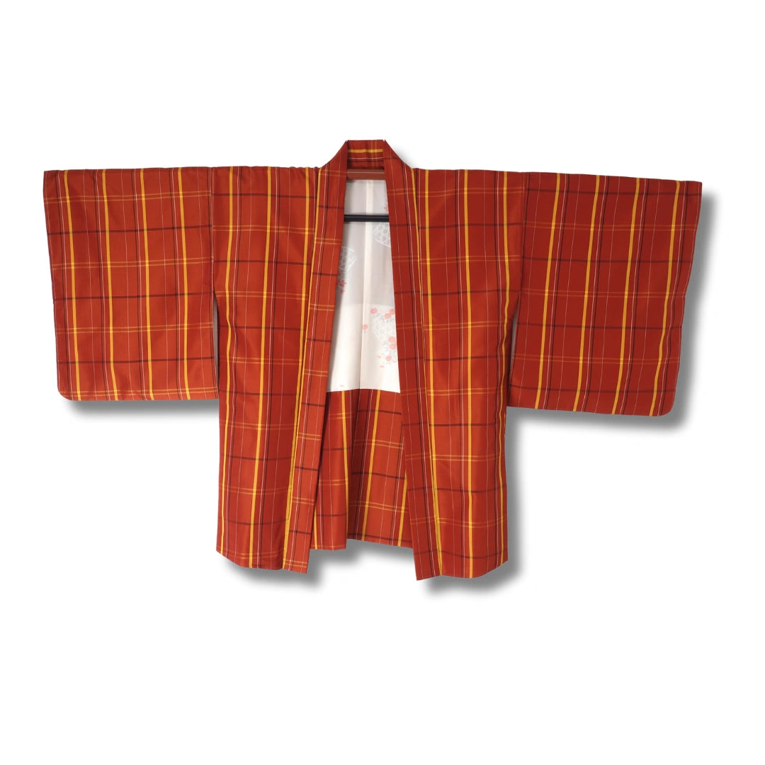 Vintage Damen Ensemble (Kimono & Haori) in Rotbraun + Haori Himo