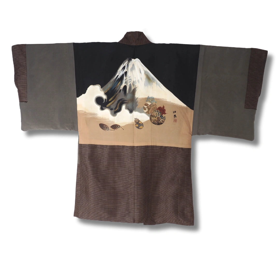 Vintage Herren Ensemble (Kimono & Haori Set) – Braun