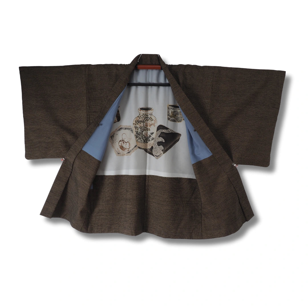 Vintage Herren Ensemble (Kimono & Haori) Braun