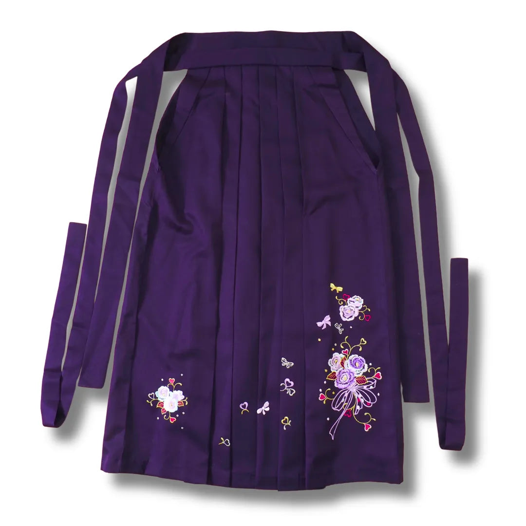 Vintage Hakama lila mit Blumenmuster Vorderansicht