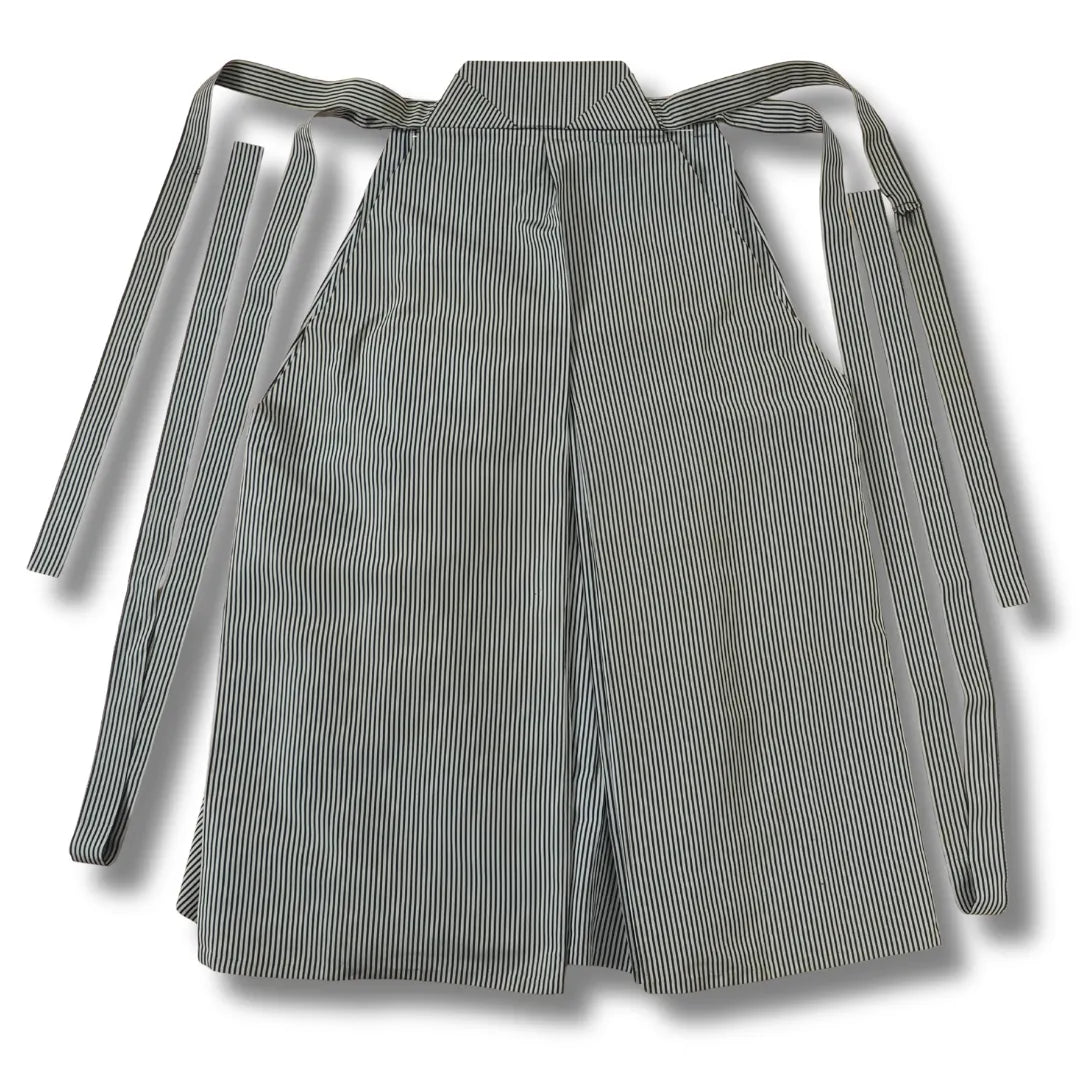 Rückansicht der gestreiften Hakama mit langen Bändern