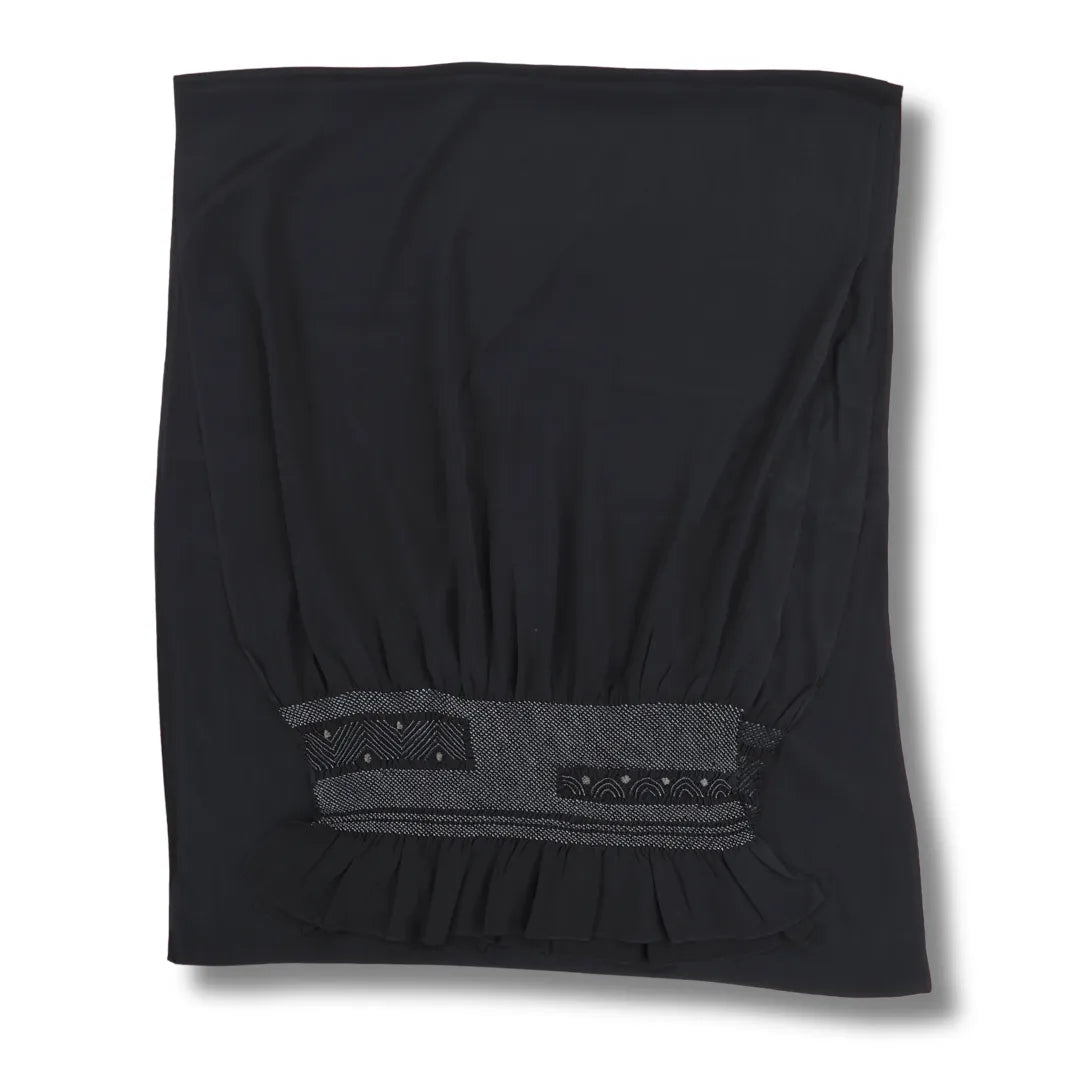 Vintage Heko Obi für Herren in Schwarz mit Shibori-Muster an den Enden, Gesamtansicht