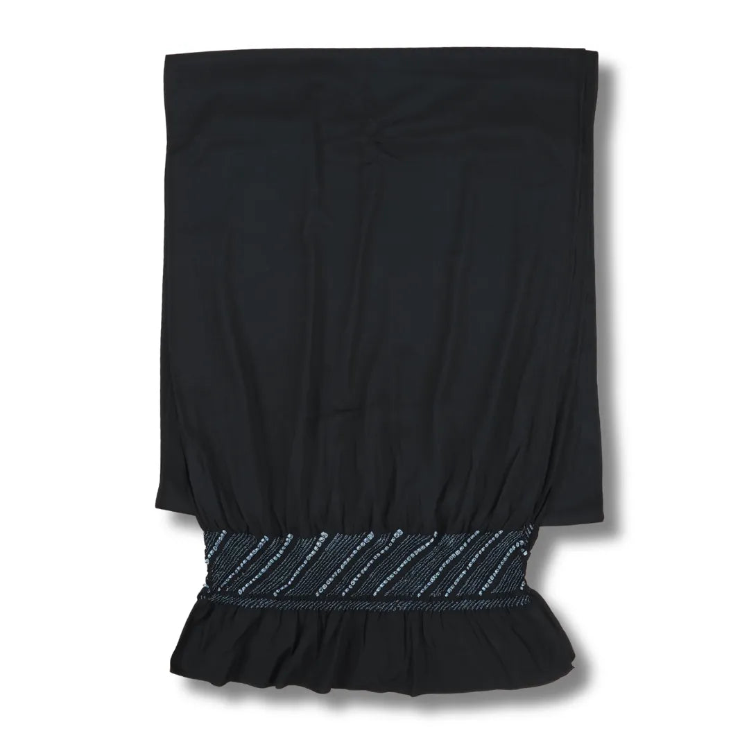 Vintage Heko Obi für Herren in Schwarz mit Shibori-Streifen am Ende