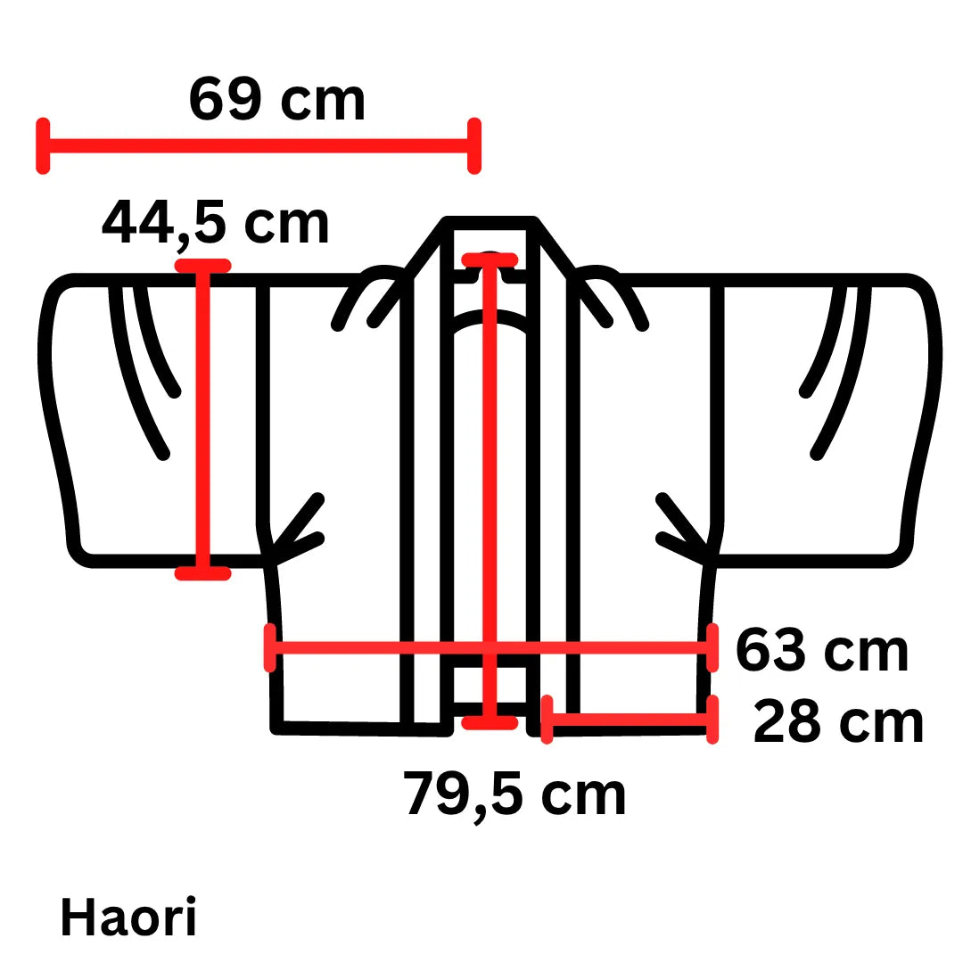 Maßgrafik Haori mit Abmessungen