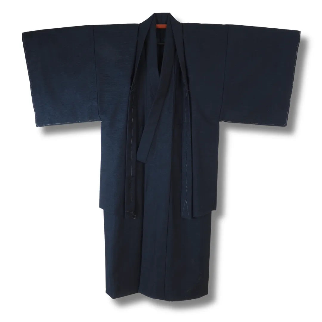 Vintage Herren Kimono Ensemble dunkelblau mit Haori Vorderansicht