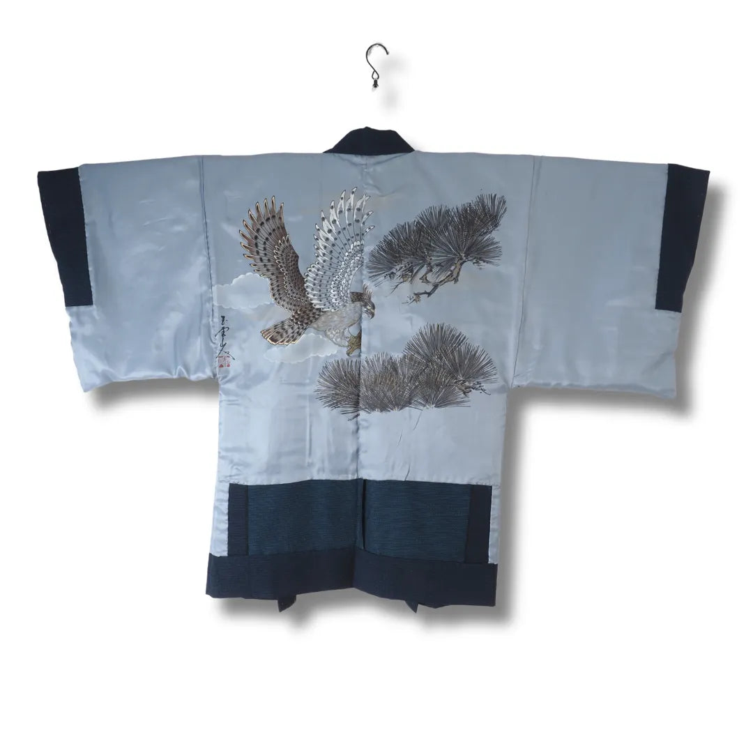 Herren Haori Rückseite mit Griefvogelmotiv