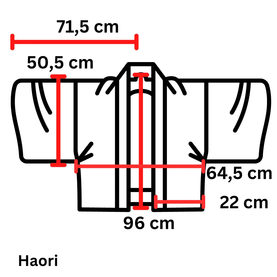 Maßgrafik Haori mit Abmessungen