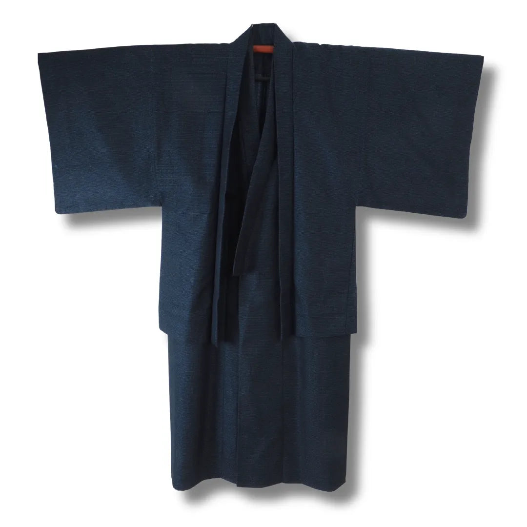 Vintage Herren Kimono Ensemble blau mit Haori Vorderansicht