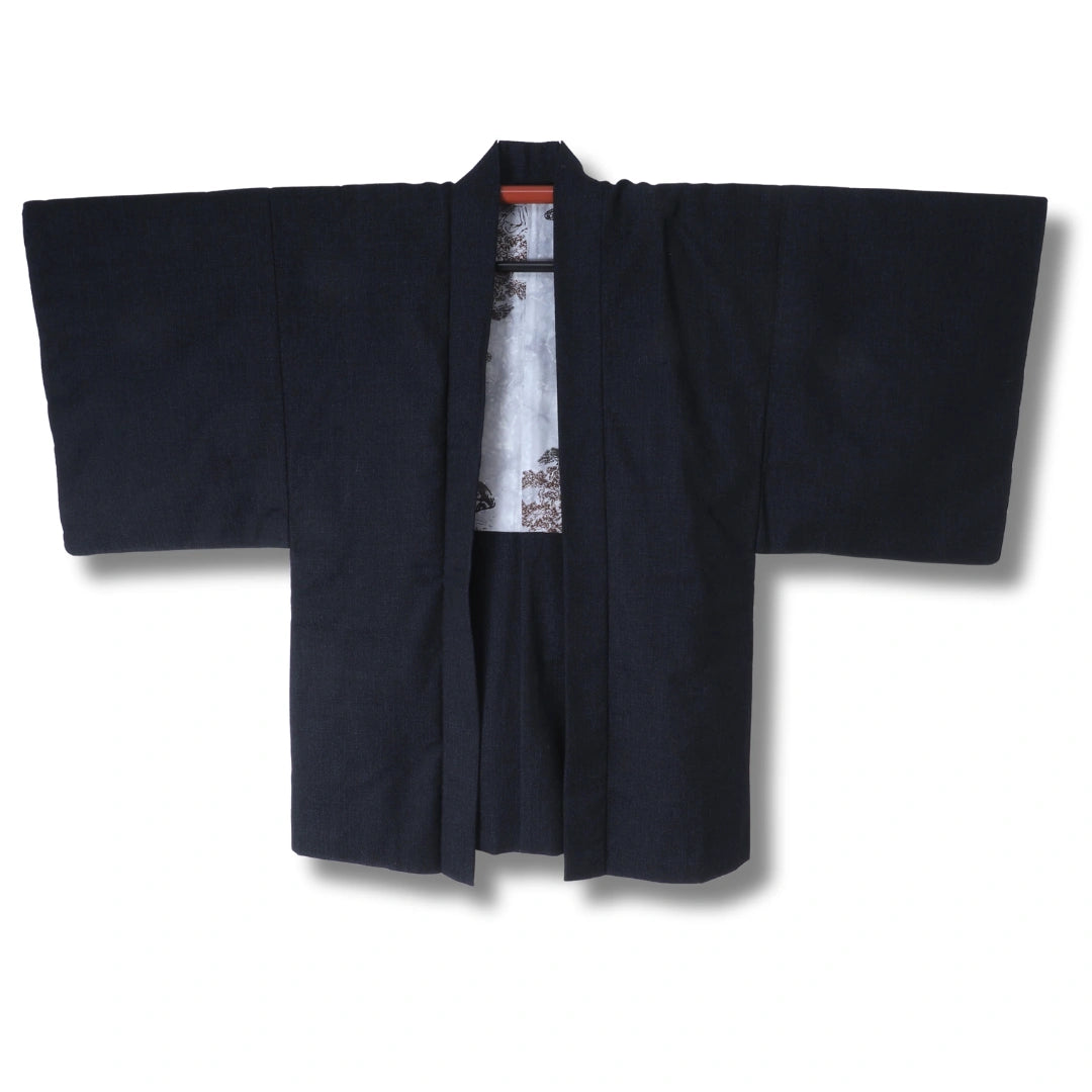 Vintage Herren Haori dunkelblau mit Muster innen