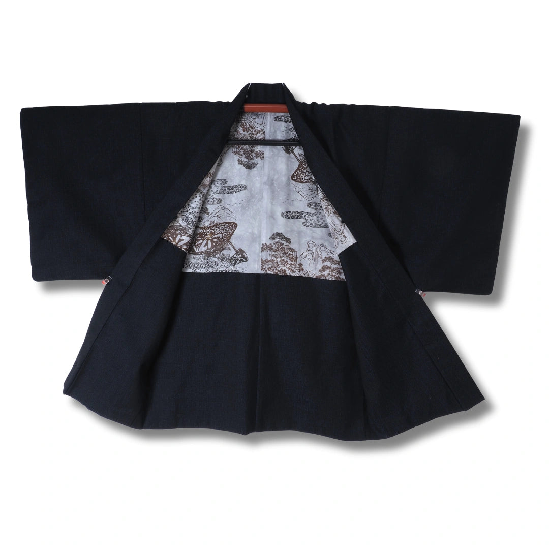 Vintage Herren Haori dunkelblau mit Muster innen