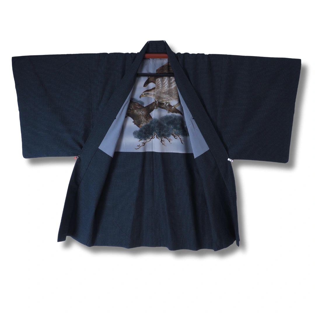 Vintage Herren Haori dunkelblau mit Greifvogel