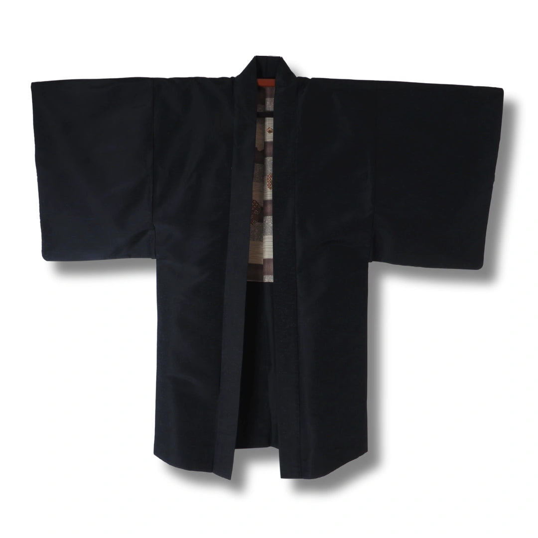 Vintage Herren Haori Dunkelblau mit gestreifter Innenseite