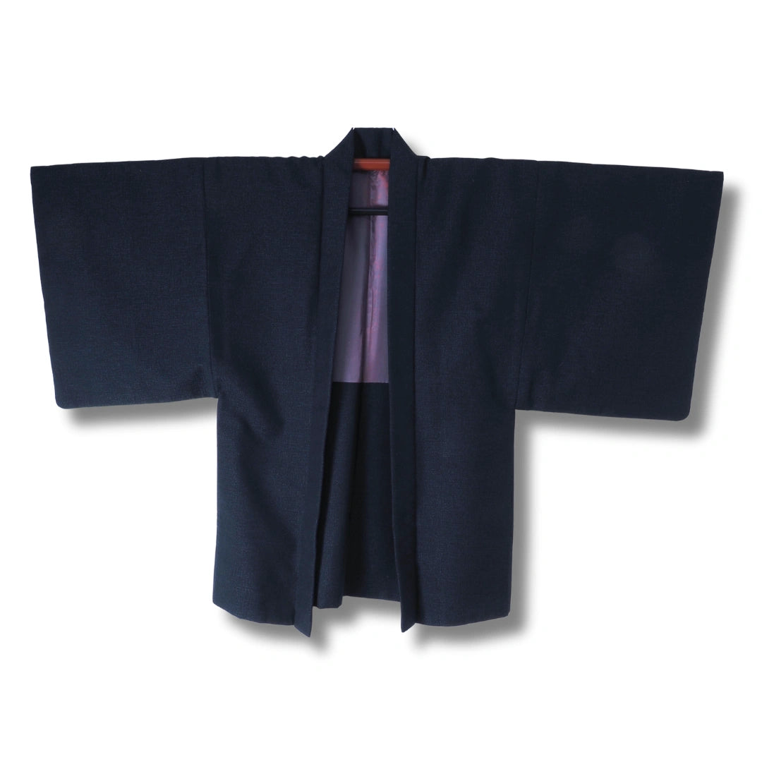 Vintage Herren Haori dunkelblau mit lila Innenseite
