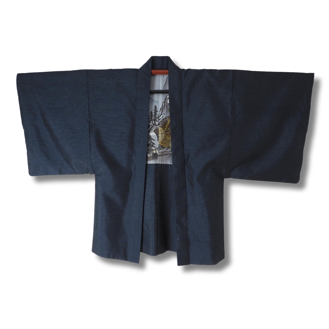 Vintage Herren Haori Dunkelblau –  Landschaftsmotiv