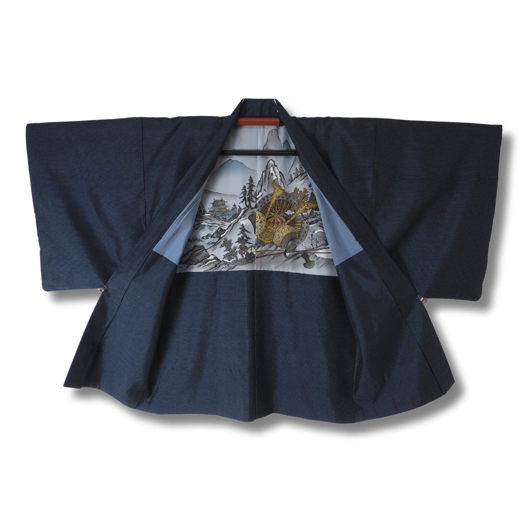 Vintage Herren Haori Dunkelblau –  Landschaftsmotiv