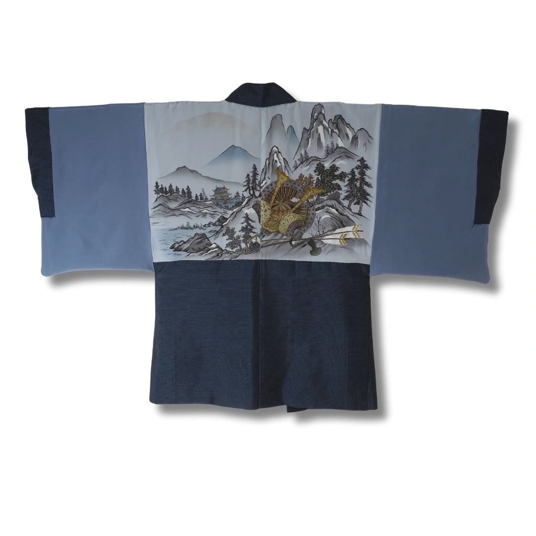 Vintage Herren Haori Dunkelblau –  Landschaftsmotiv