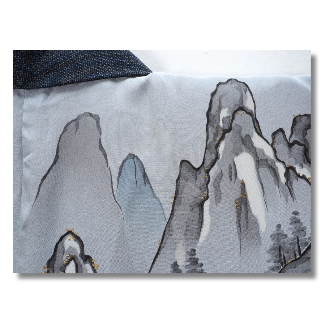 Vintage Herren Haori Dunkelblau –  Landschaftsmotiv