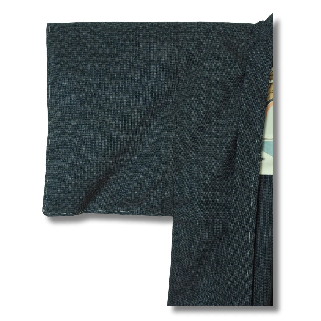 Vintage Herren Haori dunkelgrau japanische Szenerie