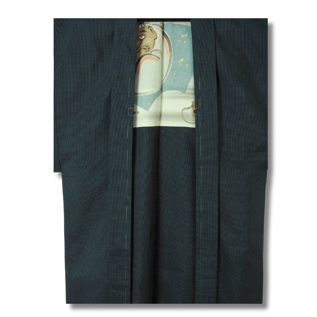 Vintage Herren Haori dunkelgrau japanische Szenerie